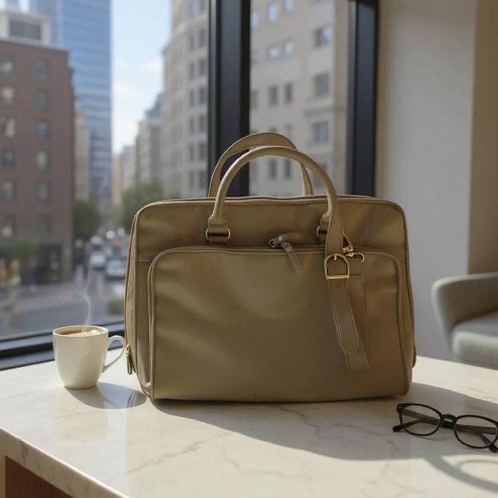 70s LAPTOP Briefcase Canvas Faux Lizard Pockets​ iPad Professional Office Tote